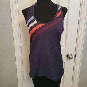 Tory Sport Navy and Multicolor Striped Tank Top